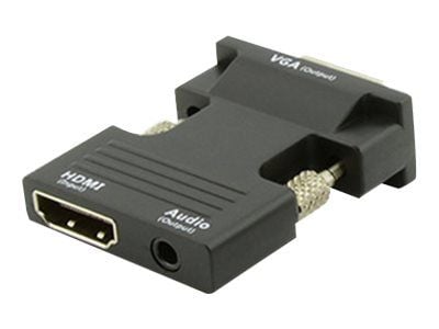 MicroConnect - HDMI-adapter - HDMI hunn til HD-15 (VGA), mini-phone stereo 3.5 mm - svart - tommelskruer
