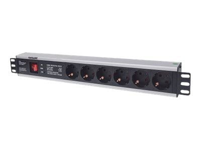 Intellinet 19" 1.5U Rackmount 6-Way Power Strip - German Type", On/Off-kytkimellä ja ylijännitesuojalla, 3m virtajohto - pistorasia (rack-versio) -...