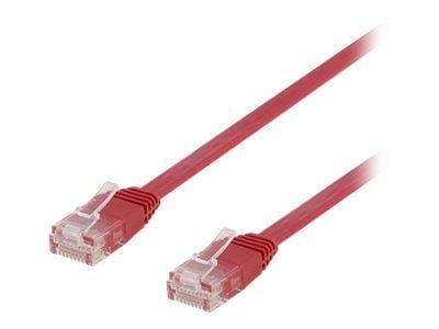 DELTACO - Koblingskabel - RJ-45 (hann) til RJ-45 (hann) - 1 m - UTP - CAT 6 - formstøpt, flat - rød