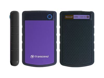 Transcend StoreJet 25H3P - Harddisk - 4 TB - ekstern (bærbar) - 2.5" - USB 3.0 - 256-bit AES - purpur