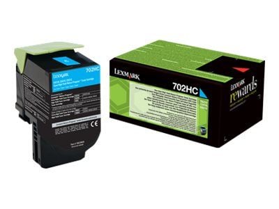 Lexmark 702HC - Høy ytelse - cyan - original - tonerpatron LCCP, LRP - for Lexmark CS310dn, CS310n, CS410dn, CS410dtn, CS410n, CS510de, CS510dte