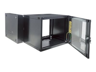 Intellinet Network Cabinet, Wall Mount (Double Section Hinged Swing Out), 15U, Usable Depth 385mm/Width 465mm, Black, Flatpack, Max 30kg, Swings ou...