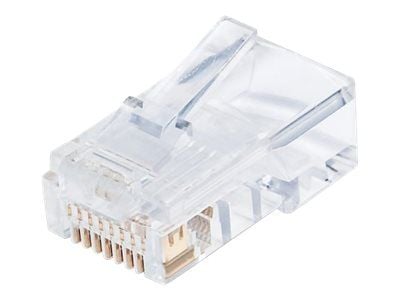 Intellinet RJ45 Modular Plugs Pro Line, Cat5e, UTP, 3-prong, for solid wire, 50 µ gold-plated contacts, 100 pack - Nettverkkontakt - RJ-45 (hann) -...