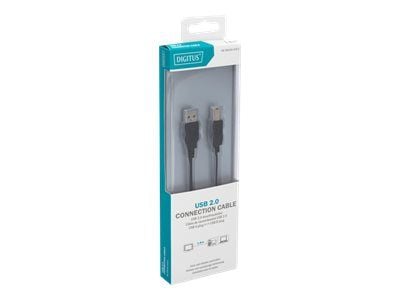 DIGITUS - USB-kaapeli - USB (uros) - USB Type B (uros) - USB 2.0 - 1,8 m - muotoiltu - musta