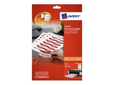 Avery Name Badges Printable inserts - Vit - 60 x 90 mm - 190 g/m² - 160 kort (20 ark x 8) namnskyltskort