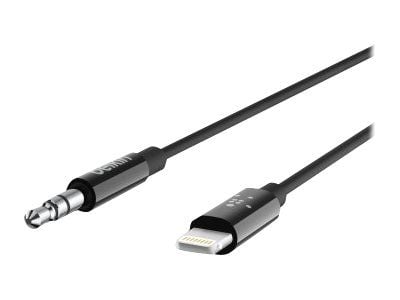 Belkin - Lightning til hovedtelefon-jackstikkabel - Lightning han til mini-phone stereo 3.5 mm han - 1.83 m - sort - for Apple iPhone (Lightning) Belkin - Lightning til hovedtelefon-jackstikkabel - Lightning han til mini-phone stereo 3.5 mm han - 1.83 m - sort - for Apple iPhone (Lightning)