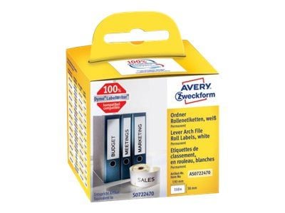 Avery Zweckform - Papir - permanet adhesiv - hvit - 38 x 190 mm 110 etikett(er) (1 rull(er) x 110) rektangulære hevarmsbueetiketter