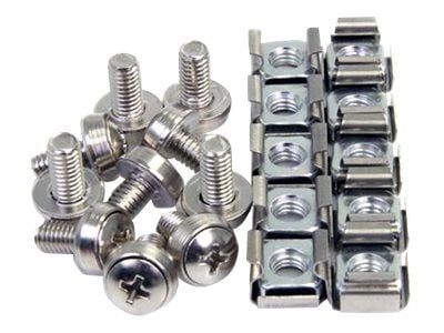 Startech M6 Screws and Cage Nuts - 100 Pack - M6 Mounting Screws and Cage Nuts for Server Rack and Cabinet - Silver (CABSCREWM62) - Skruer og mutte...