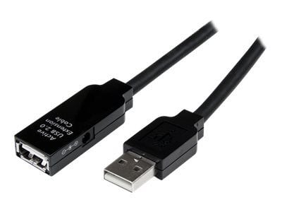 StarTech 10m USB 2.0 Active Extension Cable M/F - 10 meter USB 2.0 Repeater / Extender Cable USB A (M) to USB A (F) 10 m Black - 3 ft (USB2AAEXT10M...