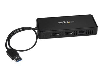 Startech USB 3.0 Mini Dock, Dual Monitor USB-A Docking Station w/ DisplayPort 4K 60Hz Video & Gigabit Ethernet, 1ft (30cm) Cable, Portable USB 3.1 ...