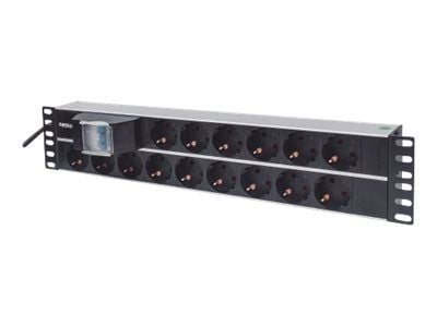 Intellinet 19" 2U 2U Rackmount 15-Way Power Strip - German Type", With Double Air Switch, 3m Power Cord - pistorasia (rack versio) - AC 250 V - tul...