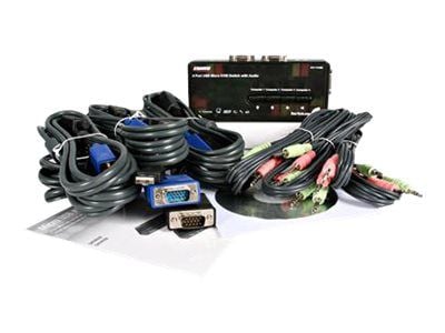 Startech 4 Port Black USB KVM Switch Kit with Cables and Audio - desktop KVM Switch - VGA KVM Switch - USB KVM Switch 4 Port (SV411KUSB) - KVM / ly...