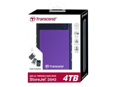 Transcend StoreJet 25H3P - Hårddisk - 4 TB - extern (portabel) - 2.5" - USB 3.0 - 256 bitars AES - lila