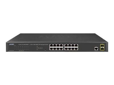 PLANET GS-4210-16T2S, Hallittu, L2/L4, Gigabit Ethernet (10/100/1000), Täysin kaksipuolinen, Telineasennus, 1U