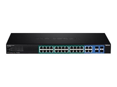 TRENDnet TPE 5028WS - Switch - smart - 24 x 10/100/1000 (PoE+) + 4 x kombo-Gigabit SFP - stasjonær, rackmonterbar - PoE+ (370 W) - AC 100 - 240 V -...