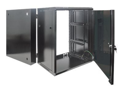 Intellinet Network Cabinet, Wall Mount (Double Section Hinged Swing Out), 15U, Usable Depth 425mm/Width 540mm, Black, Assembled, Max 30kg, Swings o...