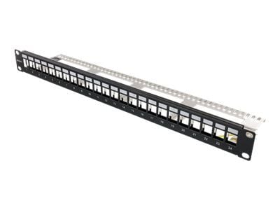 DELTACO PAN-214 - Patchpanel - rackmonterbar - svart - 1U - 19" - 24 portar