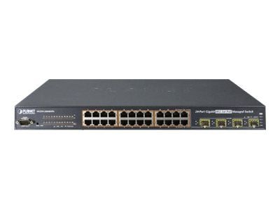 PLANET WGSW-24040HP4 - Switch - Styrt - 24 x 10/100/1000 (PoE+) + 4 x delt Gigabit SFP - rackmonterbar, stasjonær - PoE+ (440 W)
