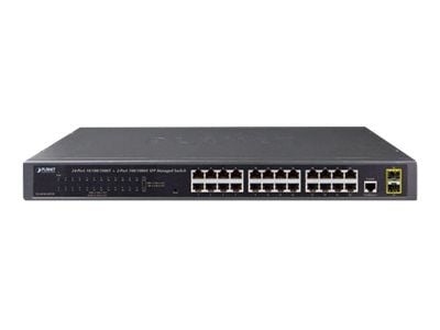 PLANET GS-4210-24T2S - Kytkin - Hallittu - 24 x 10/100/1000 + 2 x SFP - pöytäkone, telineeseen asennettava