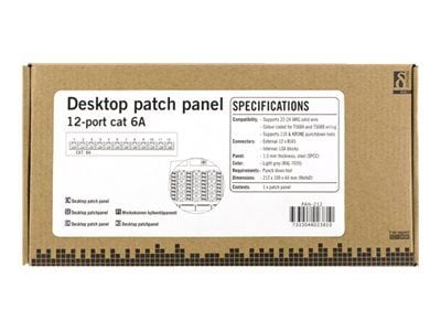 DELTACO PAN-212 - Koblingspanel - veggmonterbar - CAT 6a - RJ-45 X 12 - grå