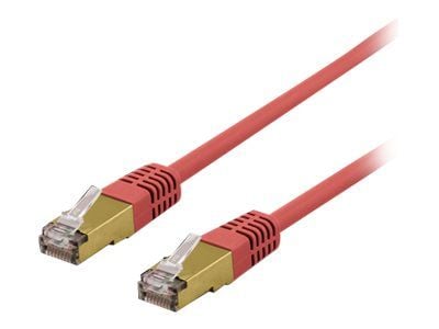 DELTACO SFTP-61RAH - Koblingskabel - RJ-45 (hann) til RJ-45 (hann) - SFTP - CAT 6a - halogenfri, formstøpt - rød