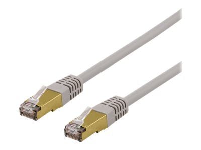 DELTACO - Patch -kaapeli - RJ-45 (uros) - RJ-45 (uros) - 50 cm - SFTP - CAT 6a - halogeeniton, muotoiltu - harmaa