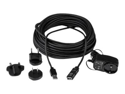 StarTech 10m USB 2.0 Active Extension Cable M/F - 10 meter USB 2.0 Repeater / Extender Cable USB A (M) to USB A (F) 10 m Black - 3 ft (USB2AAEXT10M...