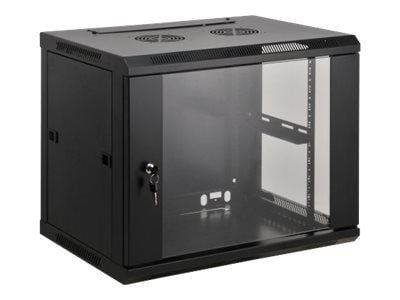 Intellinet Network Cabinet, Wall Mount (Standard), 6U, Usable Depth 500mm/Width 540mm, Black, Assembled, Max 60kg, Metal & Glass Door, Back Panel, ...