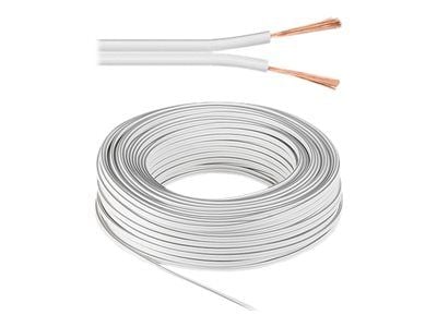MicroConnect - Høyttalerkabel - 0.75 mm² - uisolert tråd til uisolert tråd - 25 m - hvit