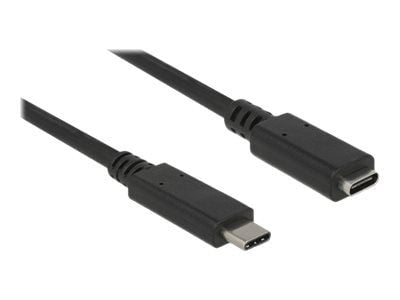 Delock - USB-forlengelseskabel - USB-C (hann) til USB-C (hunn) - USB 3.1 Gen 1 - 3 A - 1 m - svart