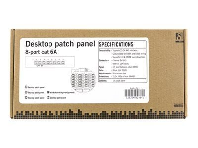 DELTACO PAN-211 - Patch-panel - väggmontering - CAT 6a - RJ-45 X 8 - svart