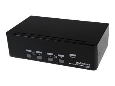 Startech 4-Port Dual KVM Switch with Audio for DVI Computers - Built-in USB Hub (SV431DD2DUA) - KVM / lyd / USB-svitsj - 4 x KVM/lyd/USB - 1 lokalb...