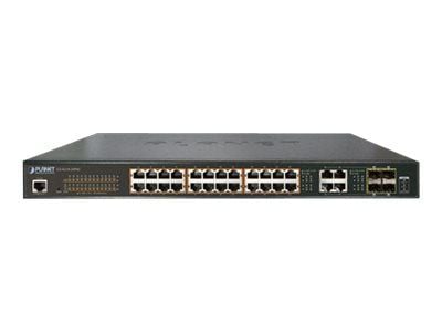 PLANET GS-4210-24P4C - Switch - Styrt - 24 x 10/100/1000 (PoE+) + 4 x kombo-Gigabit SFP - stasjonær, rackmonterbar - PoE+ (220 W)