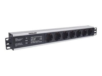 Intellinet 19" 1.5U Rackmount 7-Way Power Strip - German Type", With Surge Protection, 3m Power Cord - pistorasia (rack versio) - AC 250 V - tulo: ...