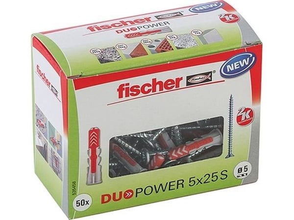 Fischer DUOPOWER 5x25 S LD 2-komponents råplugg 25 mm 5 mm 535458 50 st