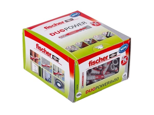 Fischer DUOPOWER 6 x 50, Ekspansjonsanker, Betong, Metall, Grå, 50 mm, 6 mm
