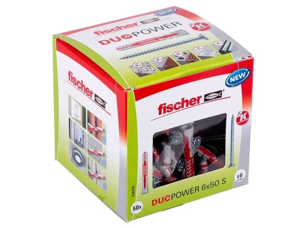 Fischer DUOPOWER 6 x 50 S LD, Ekspansjonsanker, Betong, Metall, Grå, 50 mm, 6 mm