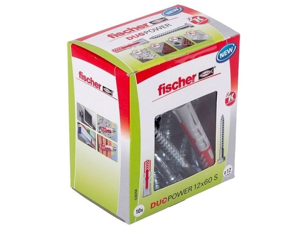 Fischer DUOPOWER 12 x 60 S LD, Ekspansjonsanker, Betong, Metall, Grå, 60 mm, 1,2 cm