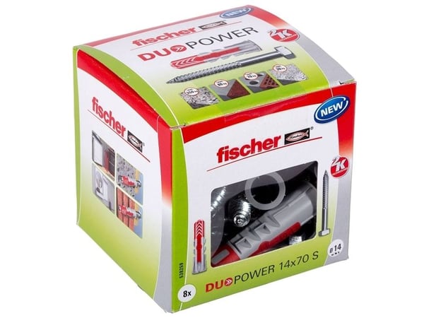 Fischer DUOPOWER 14 x 70 S LD, Ekspansjonsanker, Betong, Metall, Grå, 70 mm, 1,4 cm