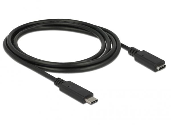 Delock - USB-forlengelseskabel - USB-C (hann) til USB-C (hunn) - USB 3.1 Gen 1 - 3 A - 1.5 m - svart
