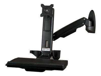 Startech Wall Mount Workstation, Articulating Full Motion Standing Desk with Ergonomic Height Adjustable Monitor & Keyboard Tray Arm, Mouse & Scann...
