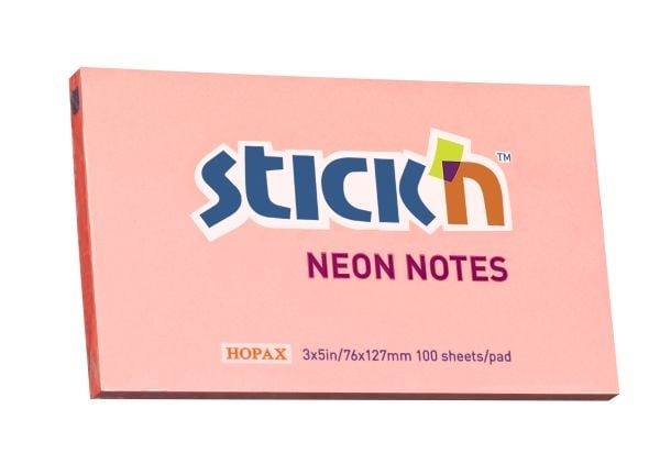 Muistiinpanovälineet, BNT Stick´n, Neon, vaaleanpunainen, 127 x76mm, 12 kpl - (12 kpl)