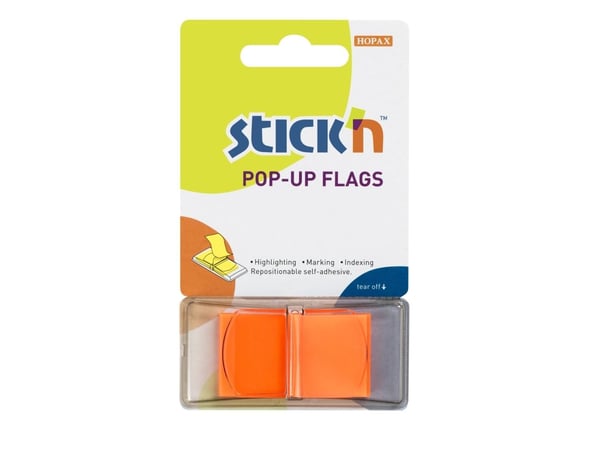 Indexfaner, BNT Stick´n,45x25mm, orange pakke a 50 stk