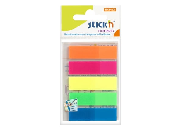 Indexflikar Stick'N PP 5 ass. neonfärger 45x12mm 5x25st/pack - (125 x 24 förpackningar)