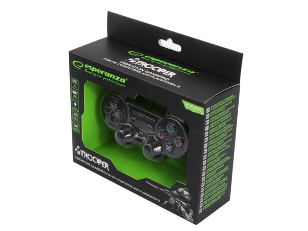 Esperanza TROOPER - Spelkontroll - kabelansluten - svart - för PC, Sony PlayStation 3