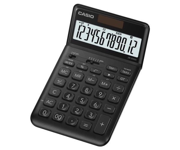 Casio JW-200SC - Skrivebordskalkulator - 12 sifre - solcellepanel, batteri - svart