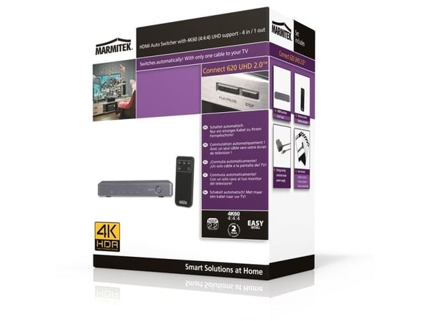 Marmitek Connect 620 UHD 2.0 - Video/audio switch - 4 x HDMI - stasjonær