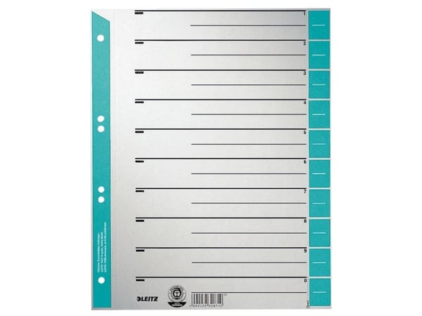 Leitz - Inndeler - fortrykt: 0-9 - for A4 (210 x 297 mm) - med fliker (en pakke 100)