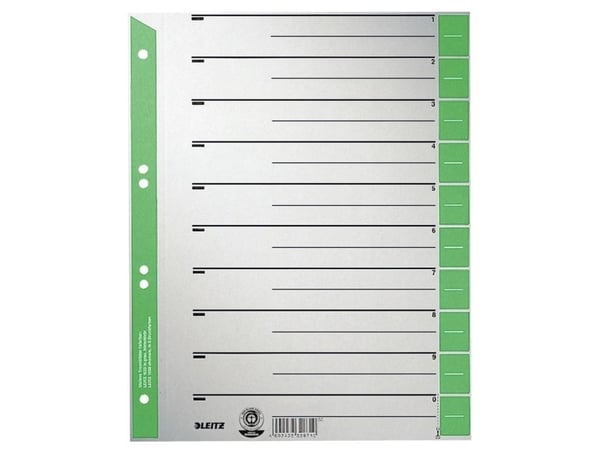 Leitz - Inndeler - fortrykt: 0-9 - for A4 (210 x 297 mm) - med fliker (en pakke 100)