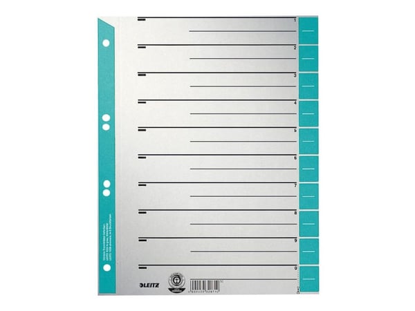 Leitz - Inndeler - fortrykt: 0-9 - for A4 (210 x 297 mm) - med fliker (en pakke 100)